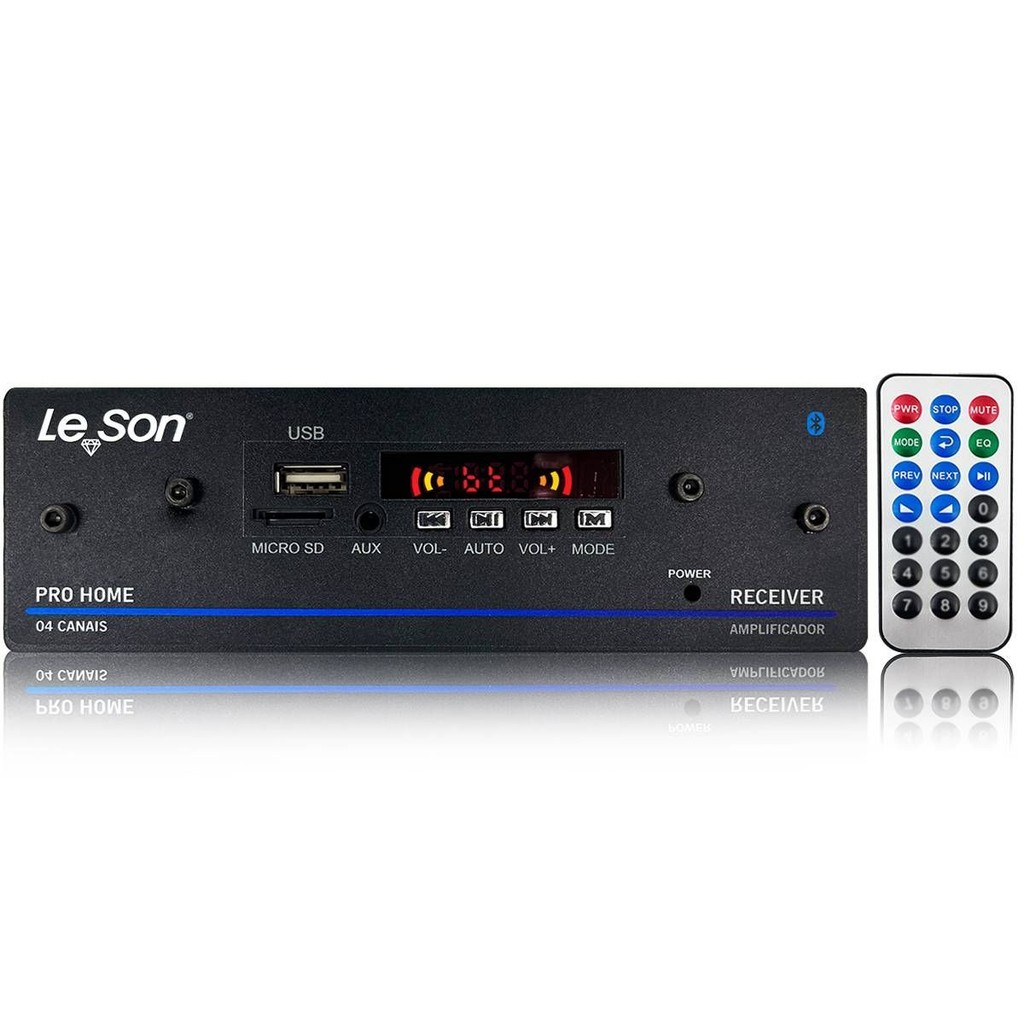 Amplificador Receiver Pro Home Bluetooth 120w USB AUX 4ch em Oferta na Shopee
