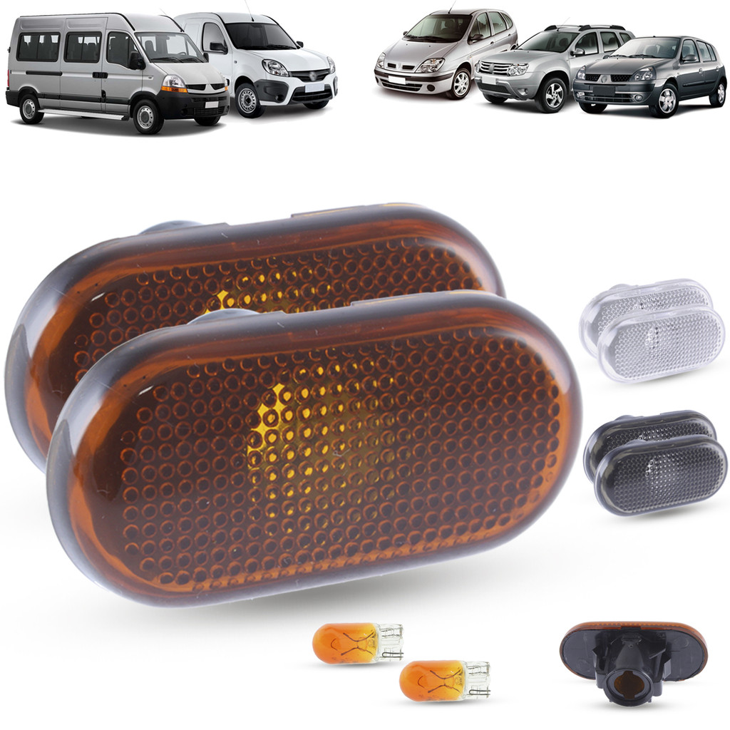 Par de Lanterna Pisca Seta Lateral + Lâmpada Renault Clio Scenic Duster Kangoo Master em Oferta na Shopee