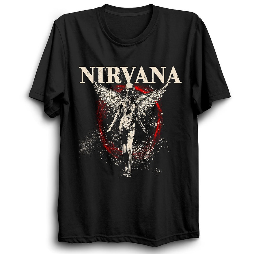 Camiseta Basica Estampada Unissex  Nirvana 100% Algodao, Rock n Roll Sound In Utero Angels. em Oferta na Shopee