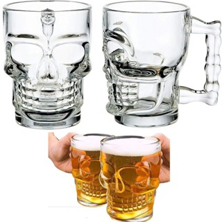 Kit 2 Caneca para Chopp e Cerveja de Vidro Caveira Rock Style 510ml em Oferta na Shopee