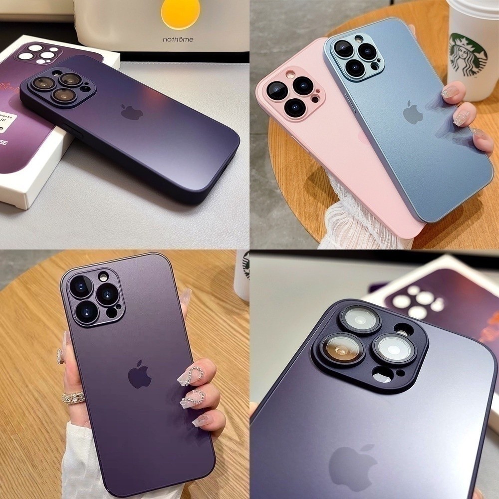 capa iphone 11 lente 13promax 12 12pro 12promax tampa 14promax de vidro protetora da vidro fosco de alta qualidade ag para 44 proteção total  traseira