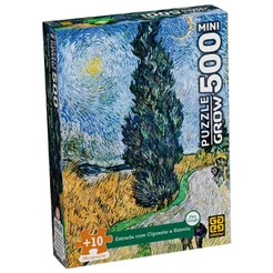 QUEBRA CABEÇA MINI ESTRADA COM CIPRESTE E ESTRELA 500 PEÇAS GROW ARTISTA VAN GOGH PINTOR PUZZLE ARTE