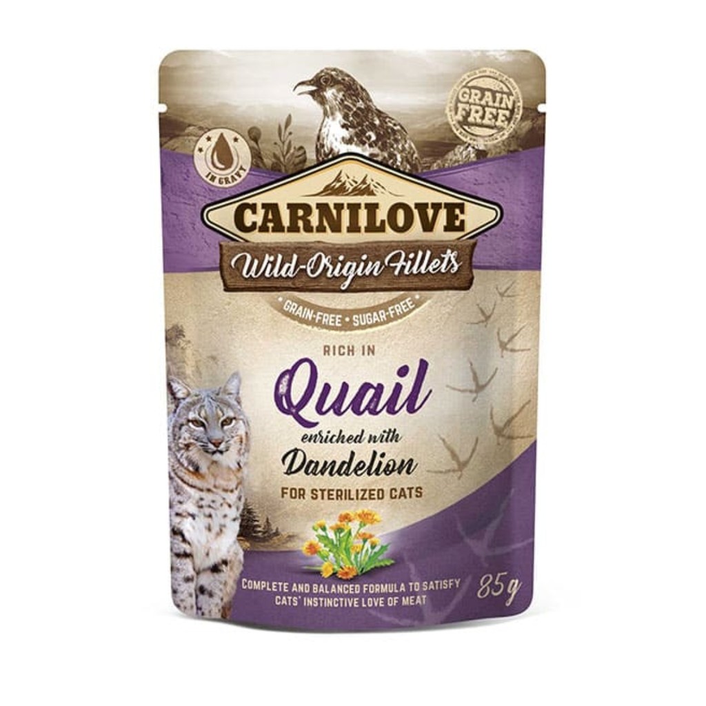 Sachê Natural Carnilove Premium Codorna Enriquecida com Dente de Leão Para Gatos