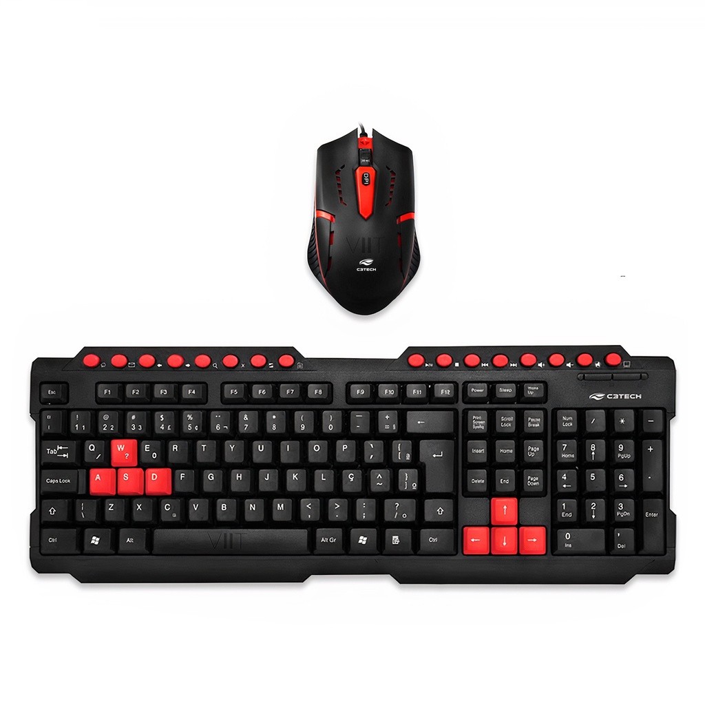 Kit Teclado E Mouse Gamer Usb C/fio Preto Kg-20 Membrana Confortável – C3 Tech