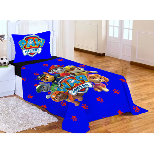 Lençol Cobre Leito Solteiro + Fronha Patrulha Canina Azul em Oferta na Shopee