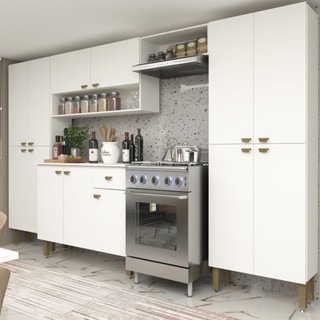 Armário de Cozinha Modulada Completa Compacta Balcão Madrid Branco 4 - RosaFor em Oferta na Shopee