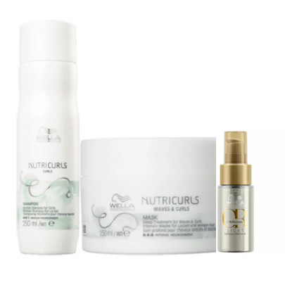 Wella Professionals Nutricurls Shampoo 250ml+Máscara Capilar 150ml+Oil Reflections  Light 30ml