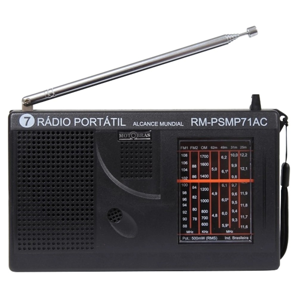 RADIO MOTOBRAS RECEPTOR 7 FXS PSMP71AC PRETO FM