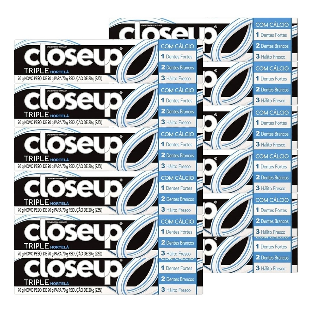 Kit 12 und Creme Dental Close Up Triple Hortelã 70g em Oferta na Shopee