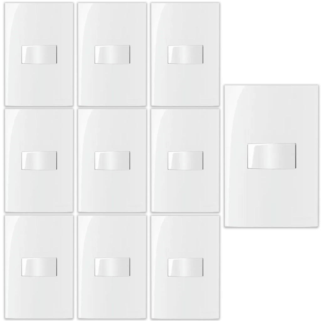 10 CONJUNTO INTERRUPTOR SIMPLES 10A SLEEK MARGIRIUS
