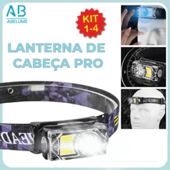 Lanterna para cabeça LED 3000 Lumens 3 em 1 Luminária Profissional Recarregável com USB