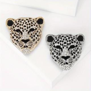 Broche De Cabeça De Pantera Com Strass Completo , Retrô , Oco , Terno Masculino , Corpete De Animal , Alfinetes De Suéte