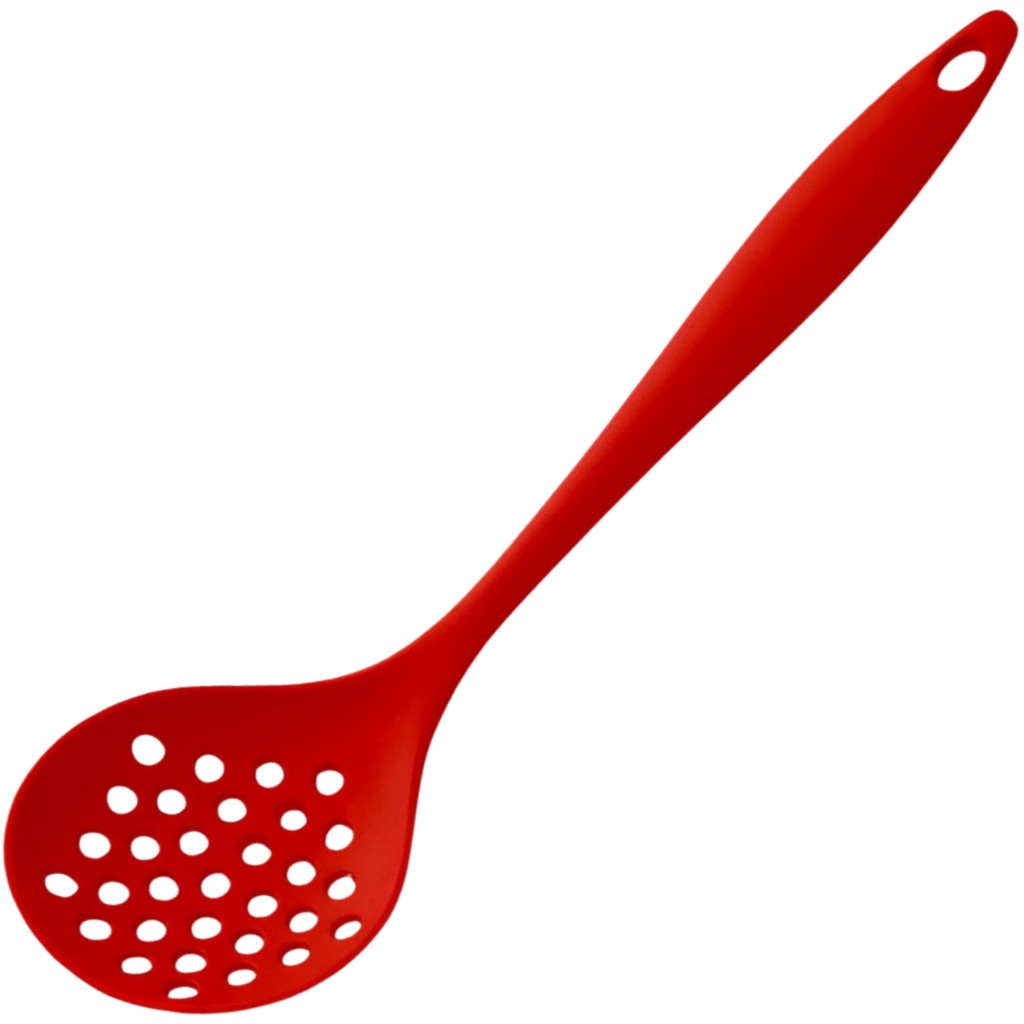 Escumadeira de Silicone Grande Art House Vermelho Utensílio de Cozinha Anti-risco para Panelas Antiaderentes