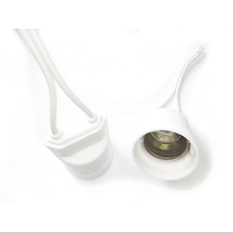 03 soquete com rabicho branco para luminária abajur bocal para lâmpada rosca e-27 fio 250v bulbo