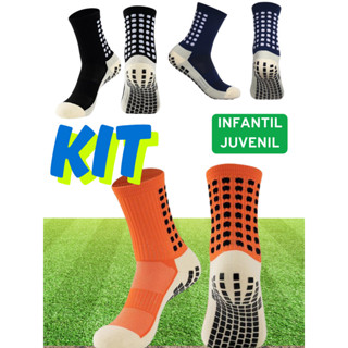 KIT 3 meias esportivas JUVENIL INFANTIL de futebol de algodão antiderrapante de alta qualidade em Oferta na Shopee
