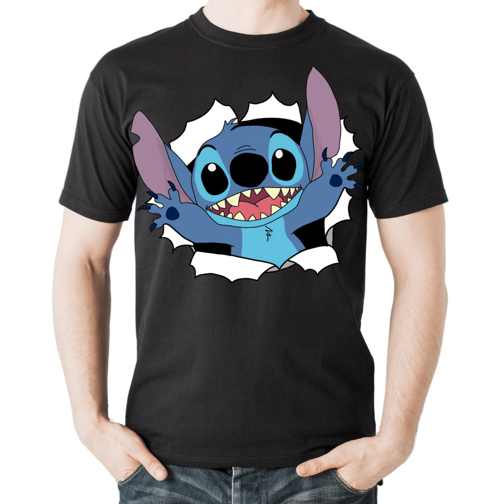 Camiseta Do Stitch Infantil e Unissex Blusa De Personagem Lilo E Stitch Camisa 100% Algodão Presente