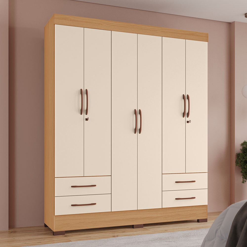 Guarda-Roupas Portofino 100% MDF 6 Portas 4 Gavetas