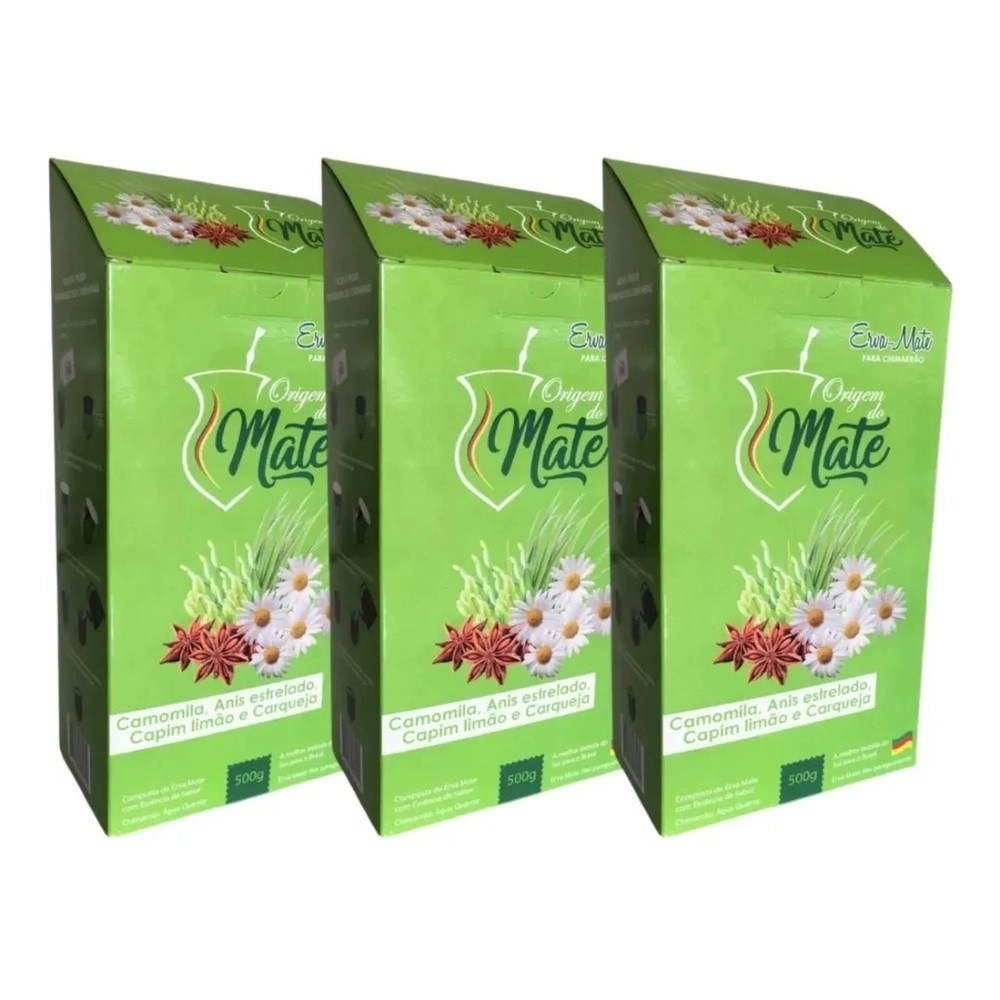 3 Erva Mate Chimarrão ORIGEM DO MATE CAMOMILA CAPIM LIMÃO
