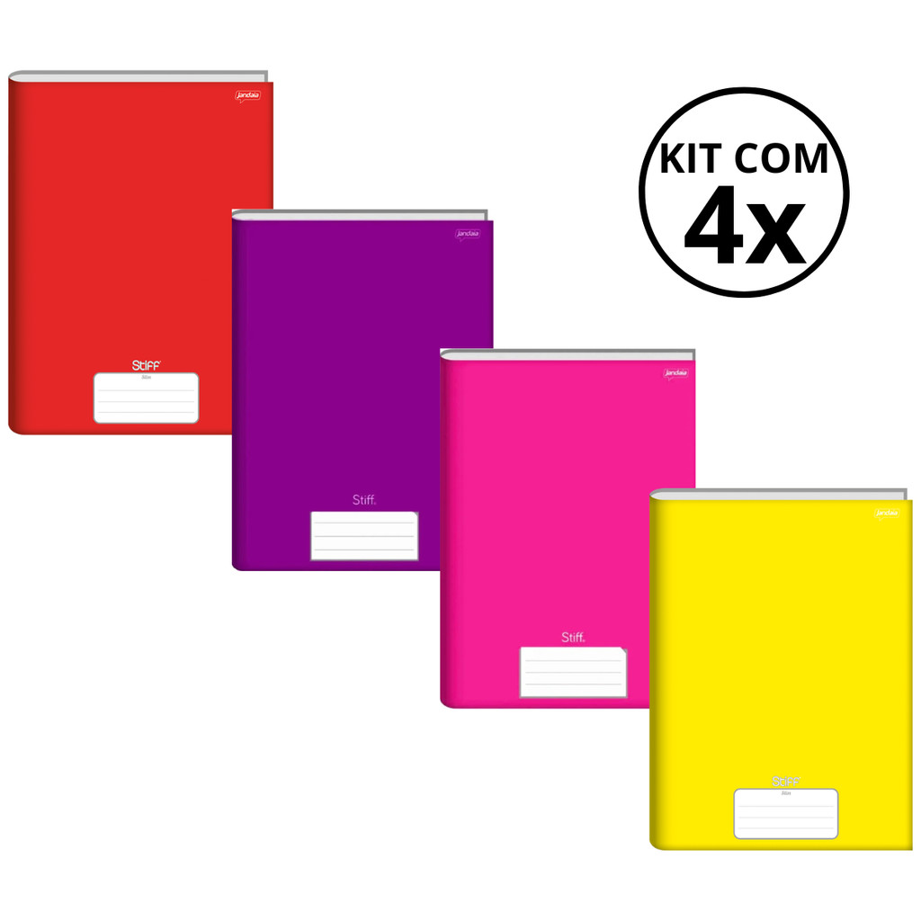 Kit Com 4 Caderno Brochura 96 Fls Pautado Capa Dura - Stiff KITS:KIT 09 em Oferta na Shopee