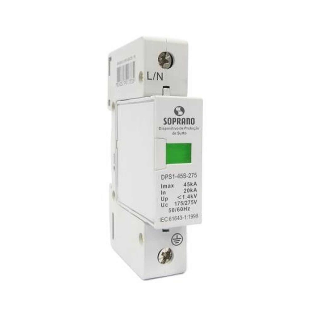 Supressor Surto (DPS) Monofásico 45KA - Soprano para Quadros de Distribuição