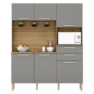 Cozinha Montesa 6 Portas E 2 Gavetas Freijó Gris - Kits Paraná em Oferta na Shopee