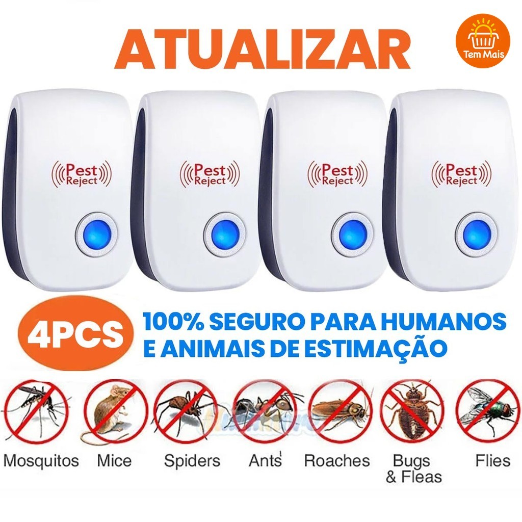 KIT 1/2/3 Repelente Eletrônico Ultrassônico Mosca Pernilongos Baratas Morcegos repele e Espanta Ratos bivolt