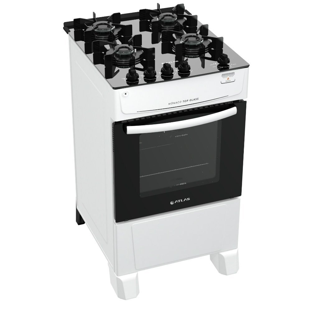Fogão de Piso Atlas 4 Bocas Monaco Acendimento Automático Top Glass em Oferta na Shopee