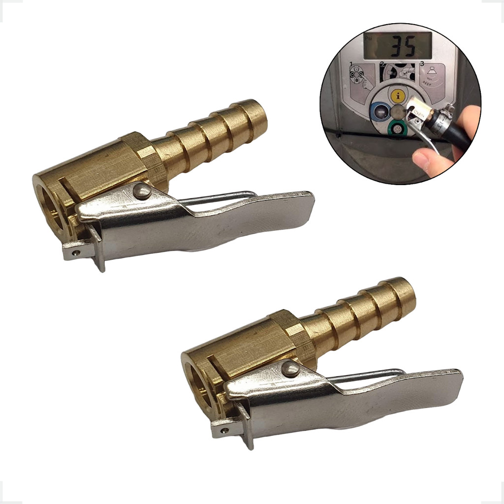 02 Bico Inflador Presilha Calibrar Pneu Profissional 5/16