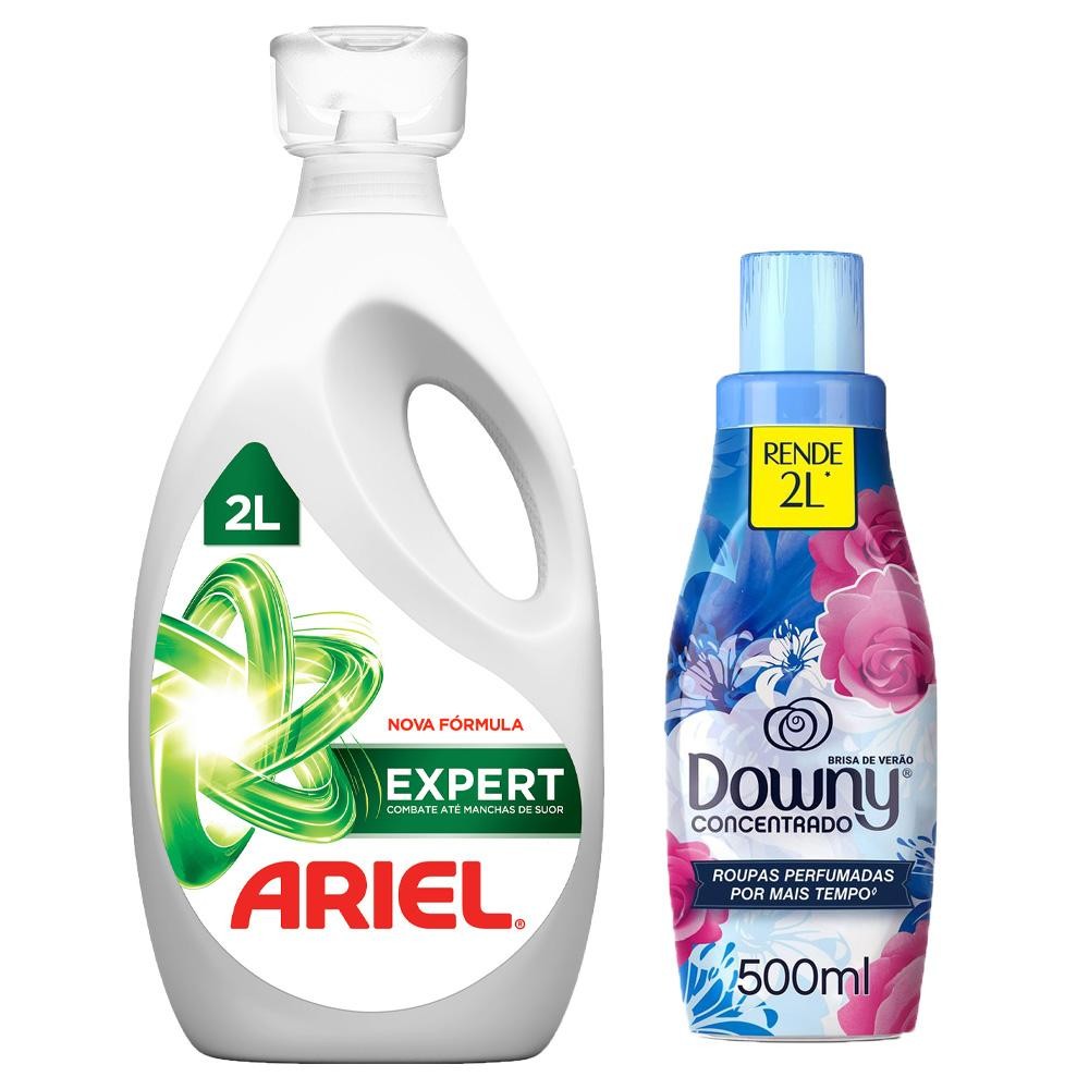 Kit Sabão Líquido Ariel Expert 2L + Amaciante Concentrado Downy Brisa de Verão 500ml