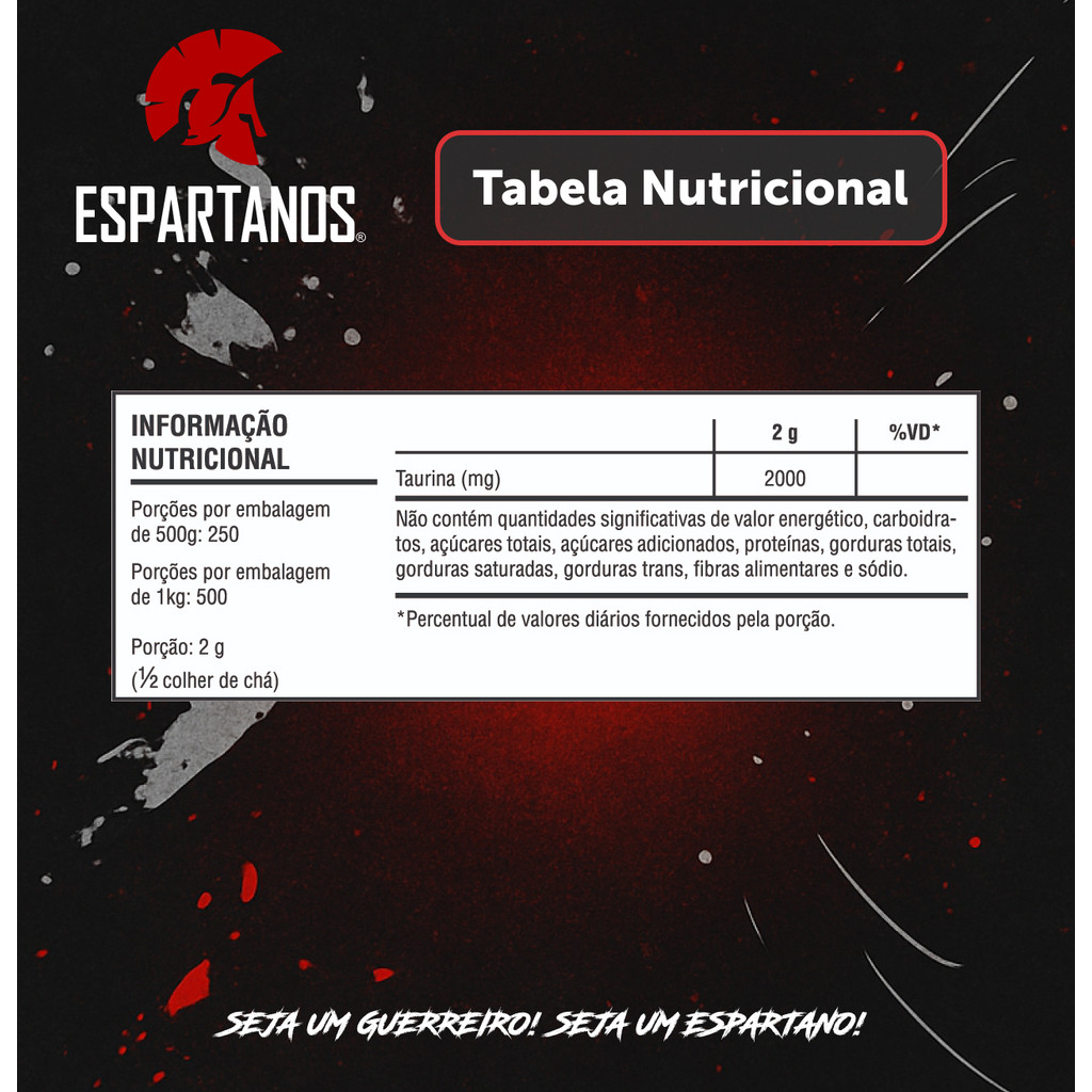 Detalhes do Taurina Powder 2000mg 1 kg - Espartanos