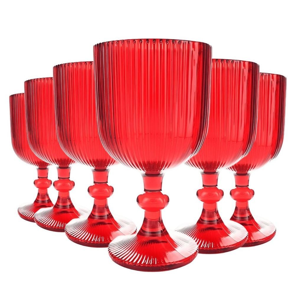 Jogo com 6 Taças Versalhes de Vidro Vermelho de Agua ou Suco 390ml em Oferta na Shopee