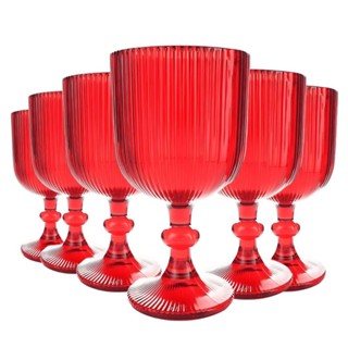 Jogo com 6 Taças Versalhes de Vidro Vermelho de Agua ou Suco 390ml em Oferta na Shopee