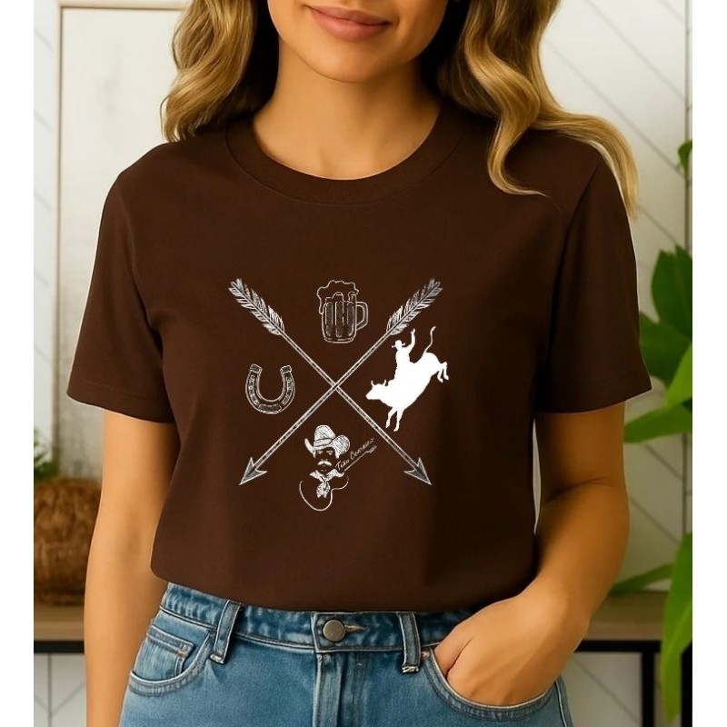 Camiseta Country Tião Carreiro Sertaneja Cowboy Boiadeiro Rodeio Unissex 100% Algodão