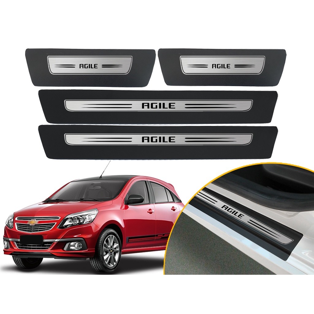Jogo De Soleira Porta Adesiva Modelo Chevrolet Agile Modelo Drop 2009 2010 2011 2012 2013 2014 2015 2016