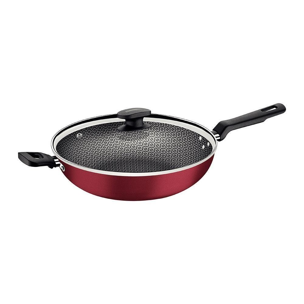 Wok Com Cabo Loreto Alumínio Revestimento Antiaderente 28 Cm 3,3 L Vermelho - Tramontina 20394728 em Oferta na Shopee