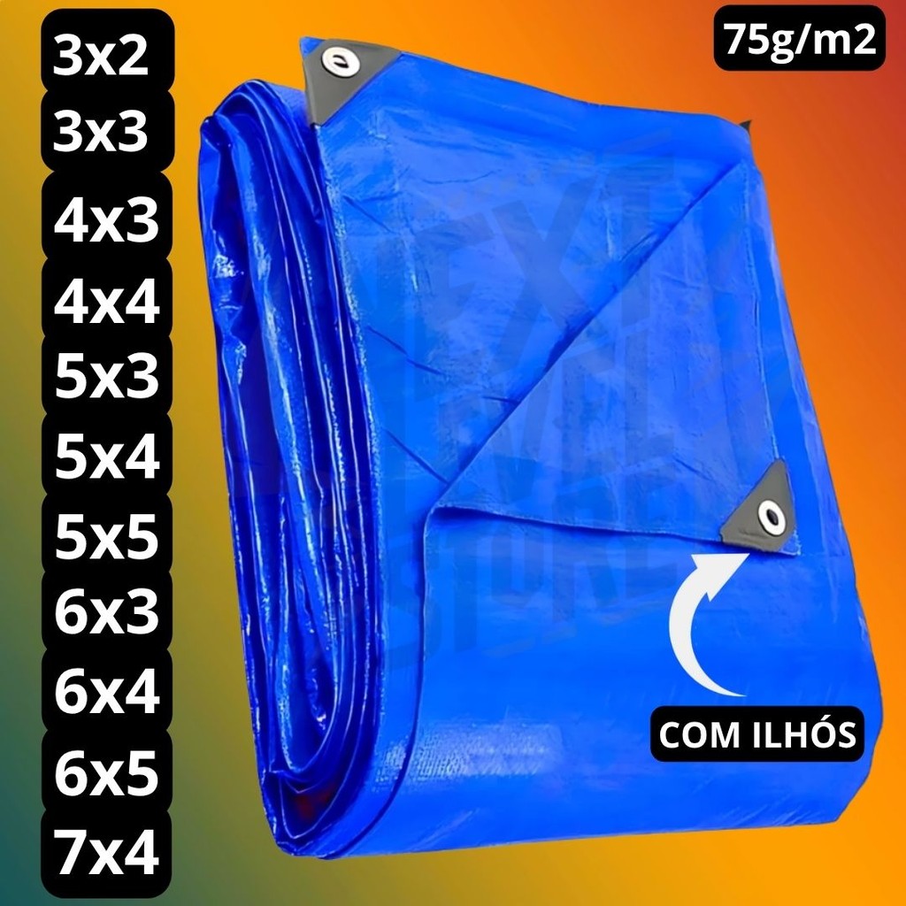 Lona Impermeável Reforçada Piscina Carreta Construção C/ Ilhós 3x2 4x3 4x4 5x3 5x4 5x5 6x3 6x4 7x4