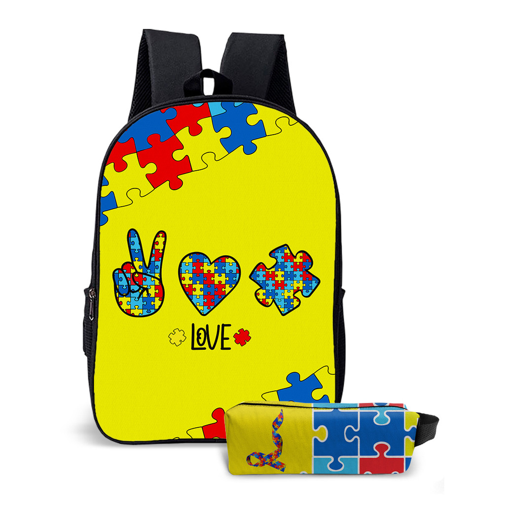 Mochila Infantil Com Estojo Autismo Conscientização E Respeito Escolar Avulso e Kit