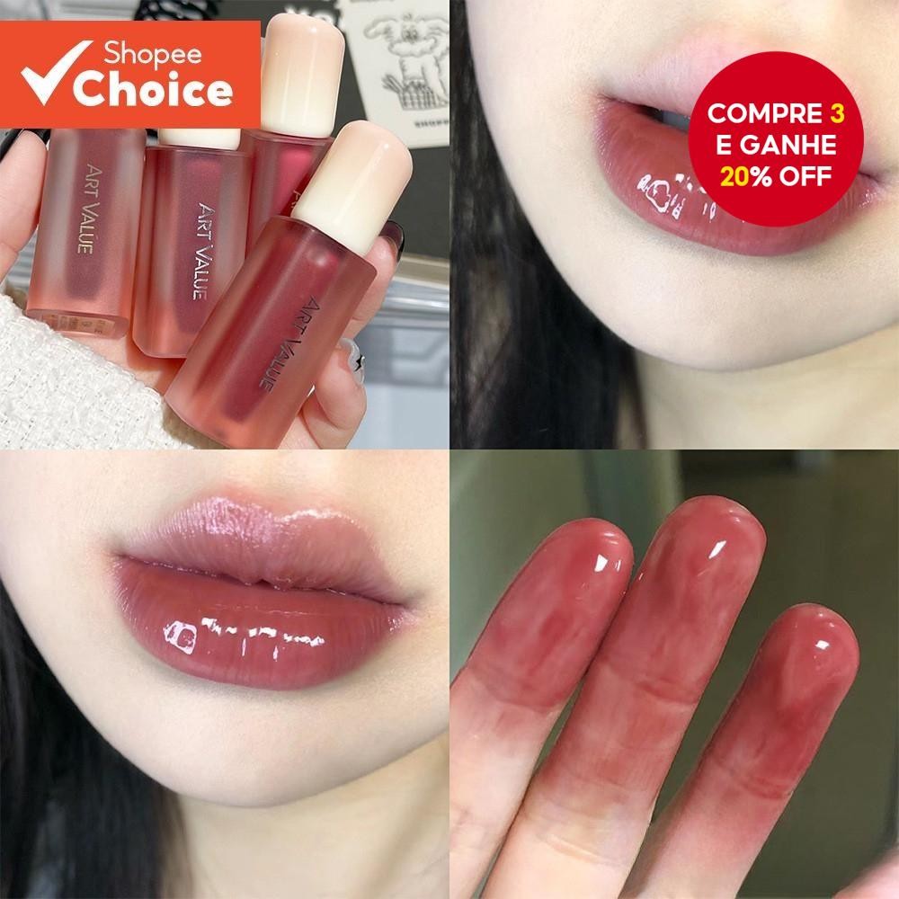 Batom Em Glaze Líquido com Valor Artístico, Efeito Espelho, Clareador, Longa Duração e Textura de Lama para Lábios.