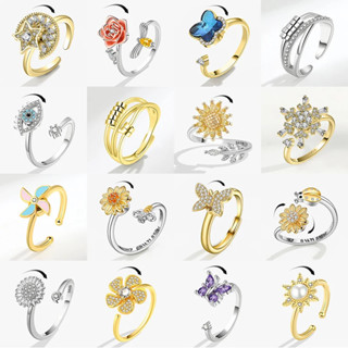 Anel De Ansiedade De Vários Estilos , Anéis Giratórios Para Mulheres , Estrela , Lua , Borboleta , Flor , Giratório , Jo em Oferta na Shopee