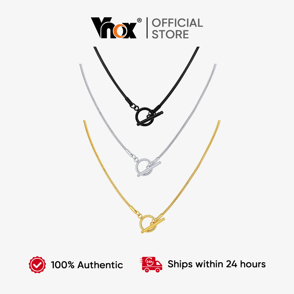 Vnox 2mm OT Clipe Redondo Cobra Corrente Colar Para Homem , Ouro Prata Aço Inoxidável Link Simples Moda Jóias Presentes em Oferta na Shopee
