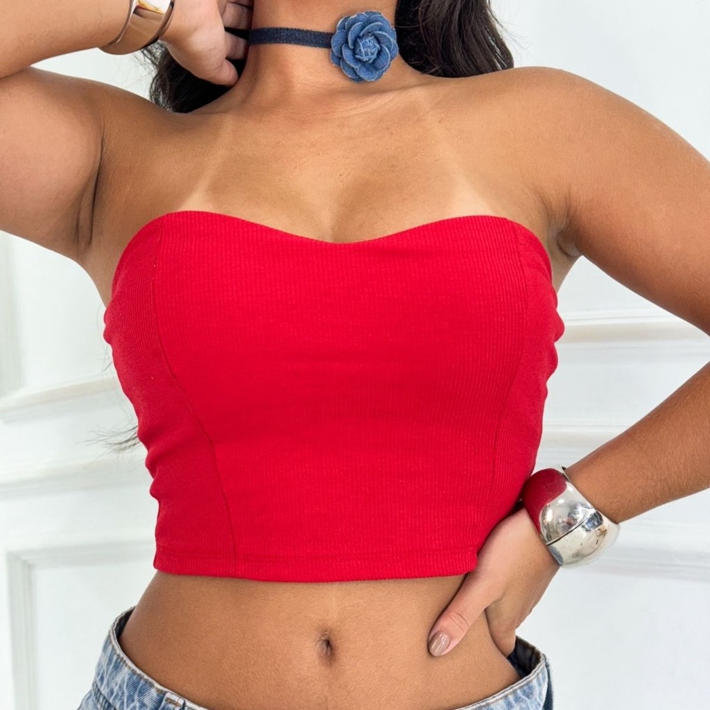 Cropped Tomara Que Caia Ribana Canelado Alta Elasticidade Modelagem Ajustada Confortável Leve Estiloso