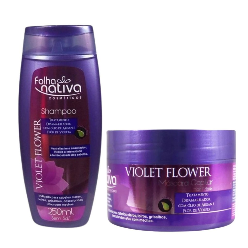 Kit Violet Flower Desamarelador Folha Nativa Shampoo e Máscara 250g/ml