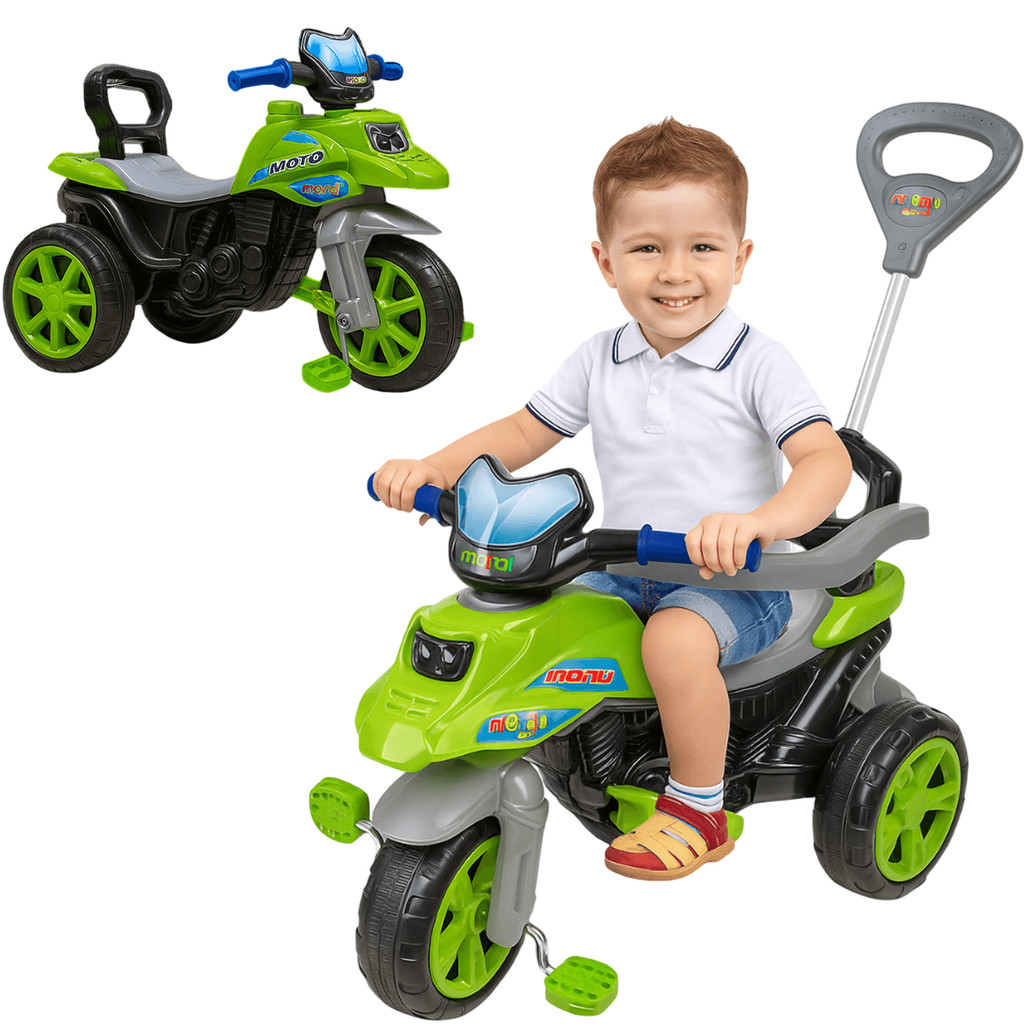 Moto Trail Infantil 2 em 1 Maral com Pedal e Empurrador Verde em Oferta na Shopee