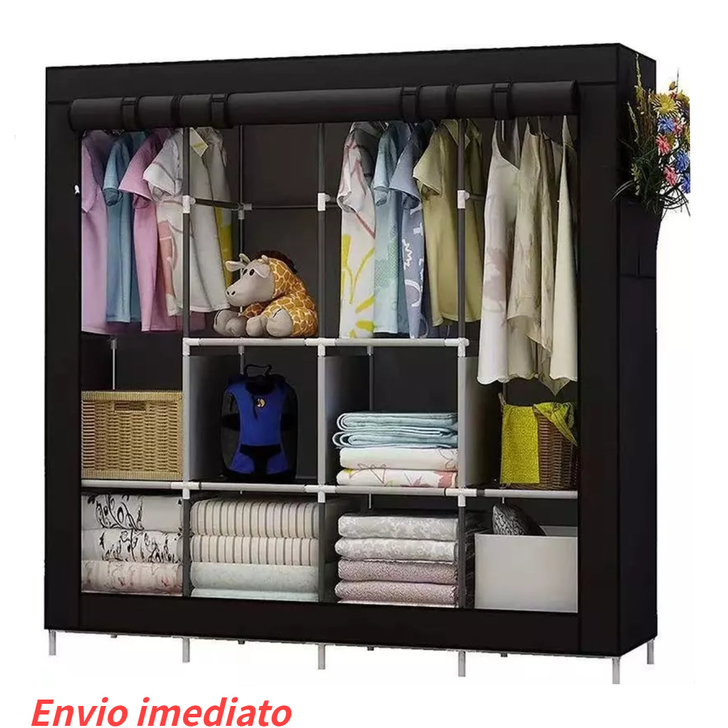 Guarda Roupa Dobrável Arara Portatil Armário Organizador Multiuso Roupeiro Cabideiro Sapateira