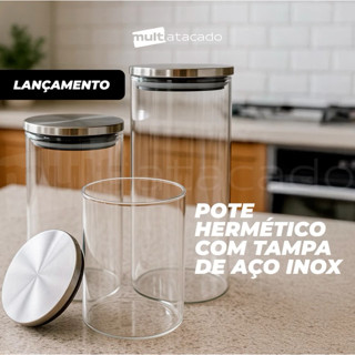 Kit ate 4 Potes de Vidro Hermético com Tampa de Inox – Ideal para Alimentos, Temperos e Organização pote organizador pot em Oferta na Shopee