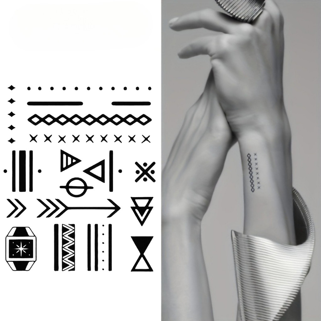 Adesivos de Tatuagem Temporária com Linhas, Dura Até 15 Dias, Nova Tecnologia Mágica, Adesivo Semi-Permanente à Prova d'