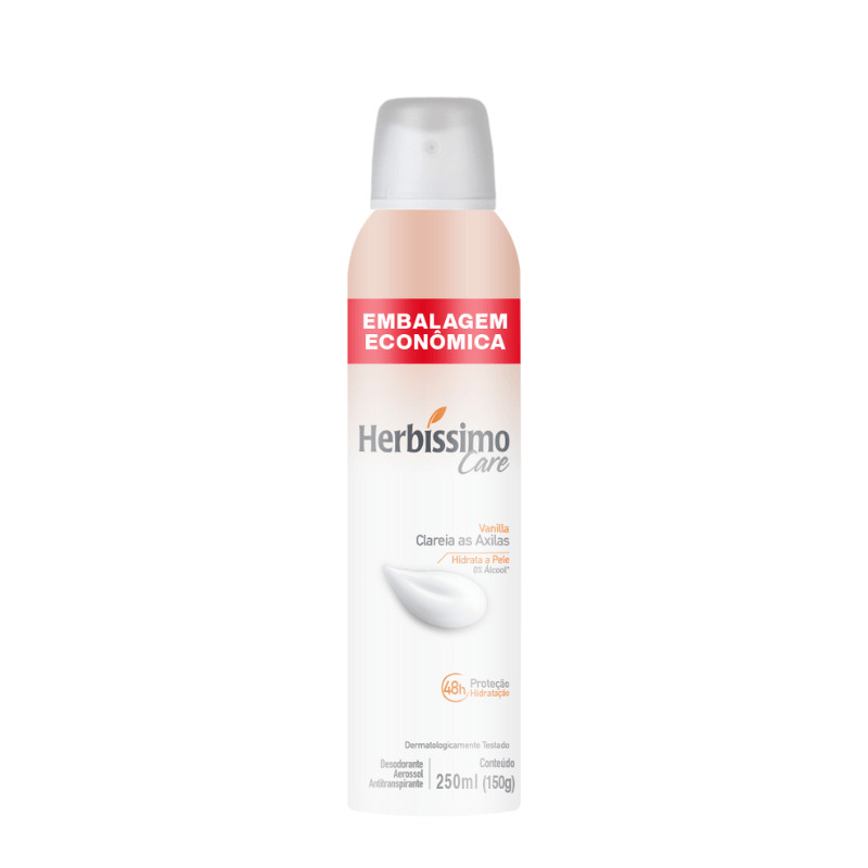Desodorante Aerossol Antitranspirante Herbissimo Care Vanilla 250ML Embalagem Econômica