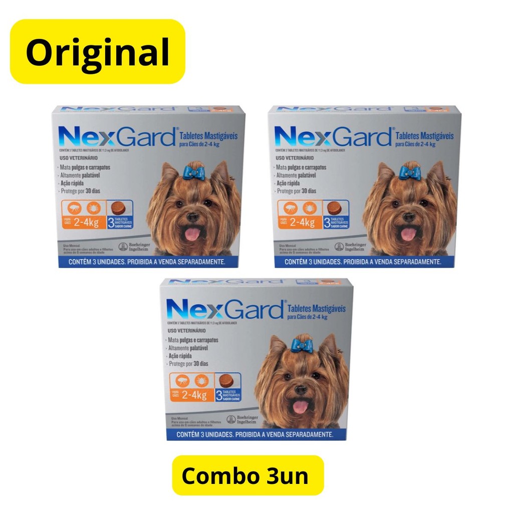 3un Nexgard Combo Promoção Antipulga Carrapatos Cães 2 A 4kg