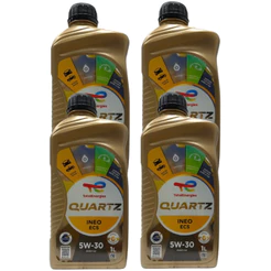 Kit 4 Litros Óleo Lubrificante do Motor Total Quartz Ineo ECS 5W30 SN