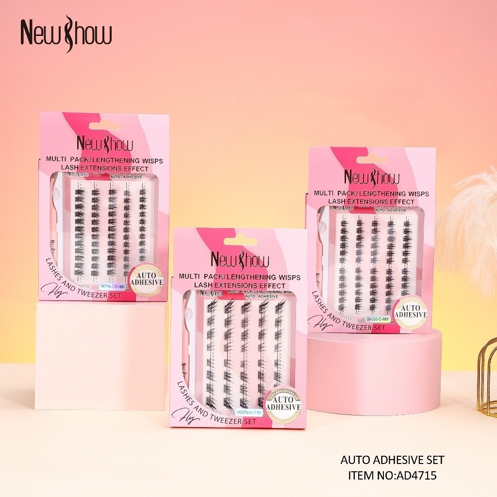 NewShow Cílios Postiços Autoadesivos 12 Modelo(50 cílios) + Pinça – Volume & Alongamento Natural em Oferta na Shopee